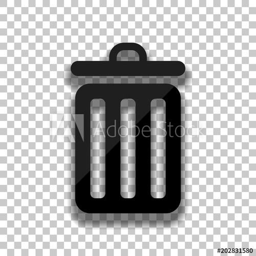 500x500 Trash Bin Simple Icon Black Glass Icon With Soft Shadow