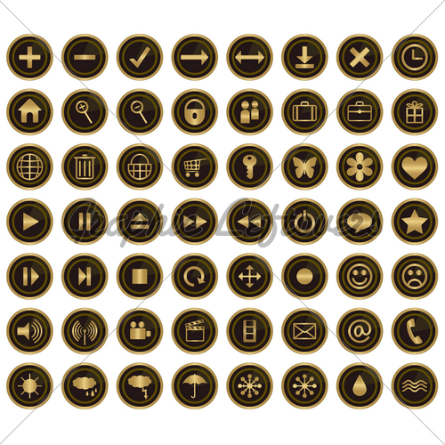 500x500 Elegant Black And Gold Various Icons Set Gl Stock Images