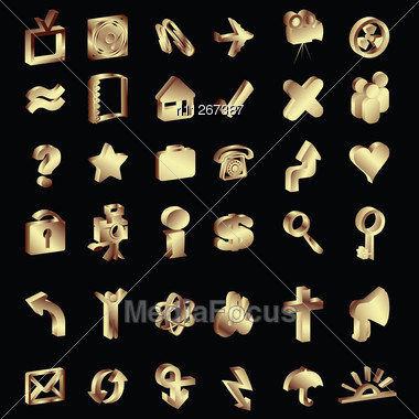 380x380 Stock Photo Gold Icons Set Black Vectors