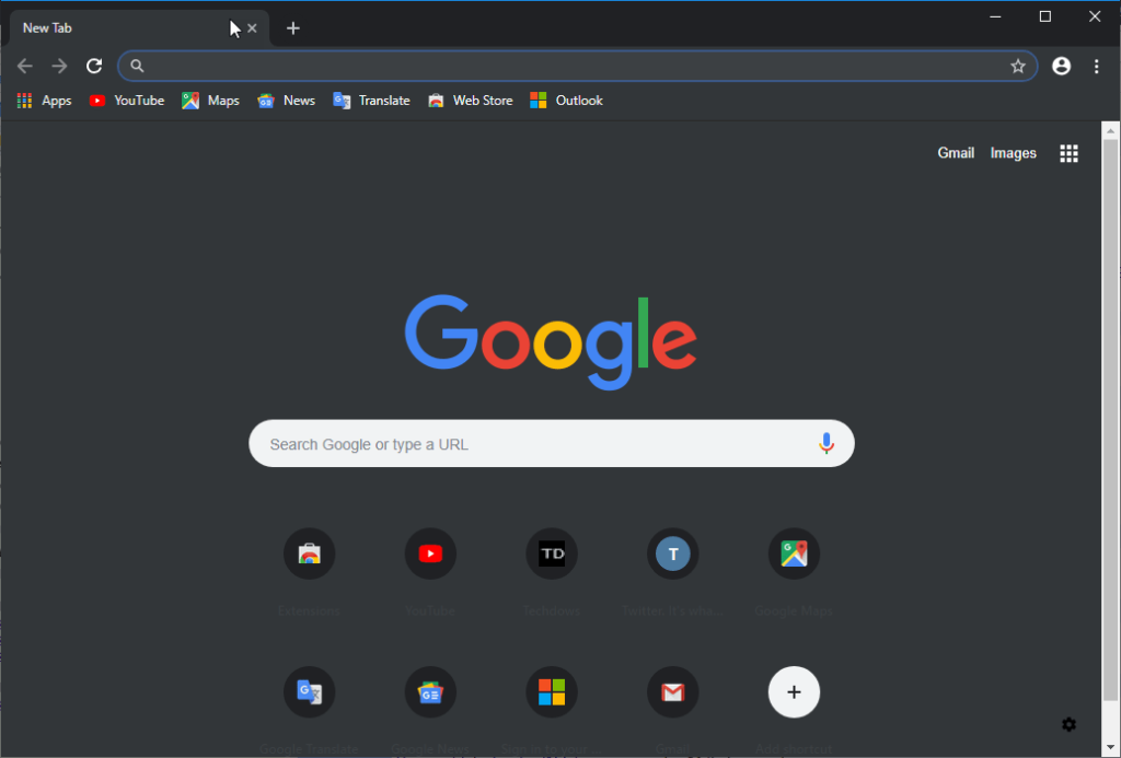 everything black google chrome theme windows 10
