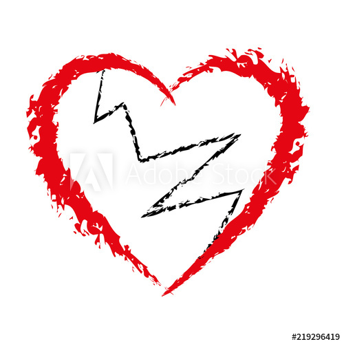 500x500 Broken Black Heart Icon Vector, Heartbreak Illustration