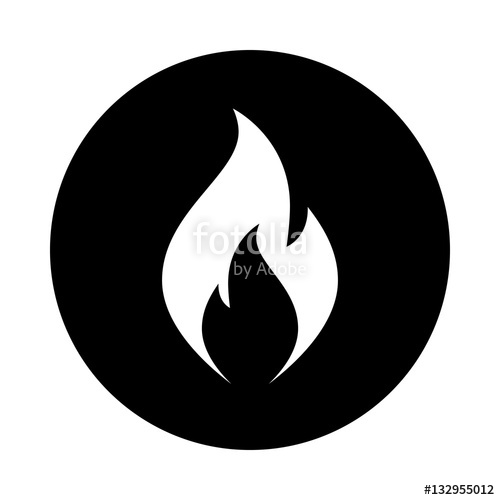 500x500 Fire Flame Icon Black Icon Isolated On White Background Round