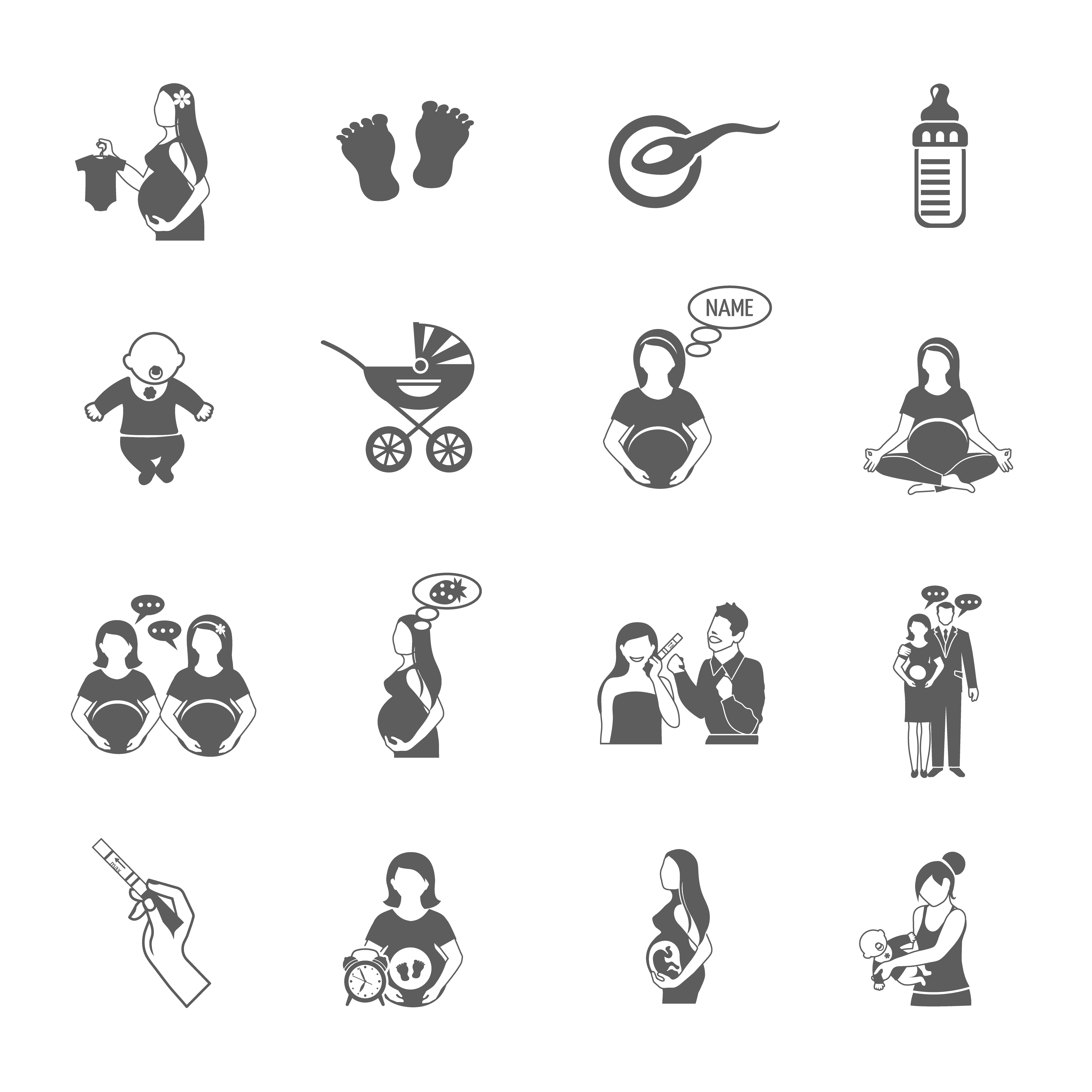 4500x4500 Pregnancy Black Icon Set