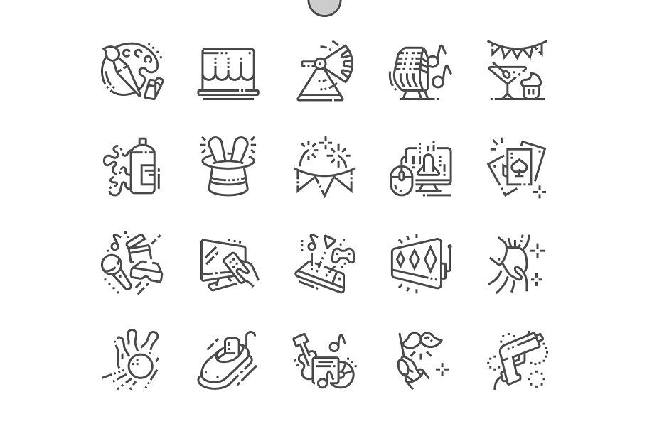 910x607 Entertainment Line Icons
