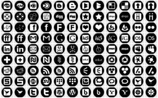 520x324 Black Social Network Icons Images