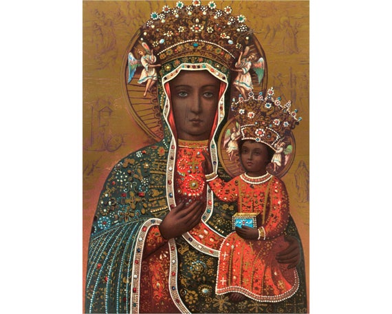 Black Madonna Art Print Our Lady Of Czestochowa Black Virgin Etsy 570x456 Black Madonna Art Print Our Lady Of Czestochowa Black Virgin Etsy
