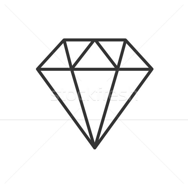 600x600 Diamond Line Icon On A White Background Vector Illustration