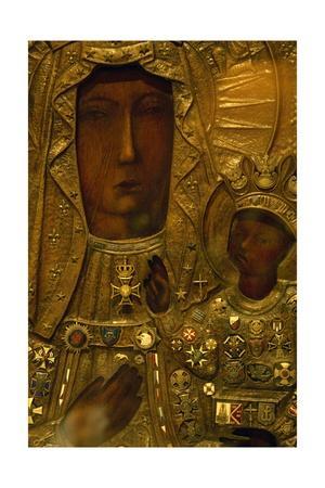 300x450 Black Madonna, Icon On Wooden Board, Czestochowa, Poland, Detail