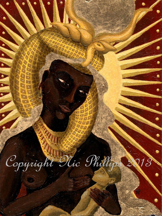 570x757 Isis And Horus Black Madonna Icon Prints And Cards Etsy