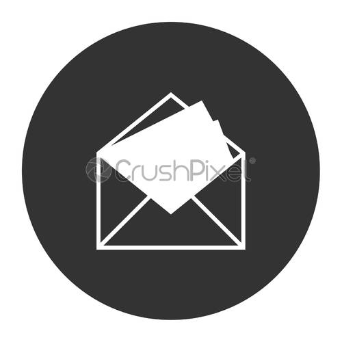 500x500 Mail Icon With Long Shadow Black On White Background,simple, Stock