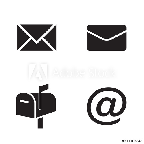 500x500 Vector Icon Set Flat Black Mail Icons