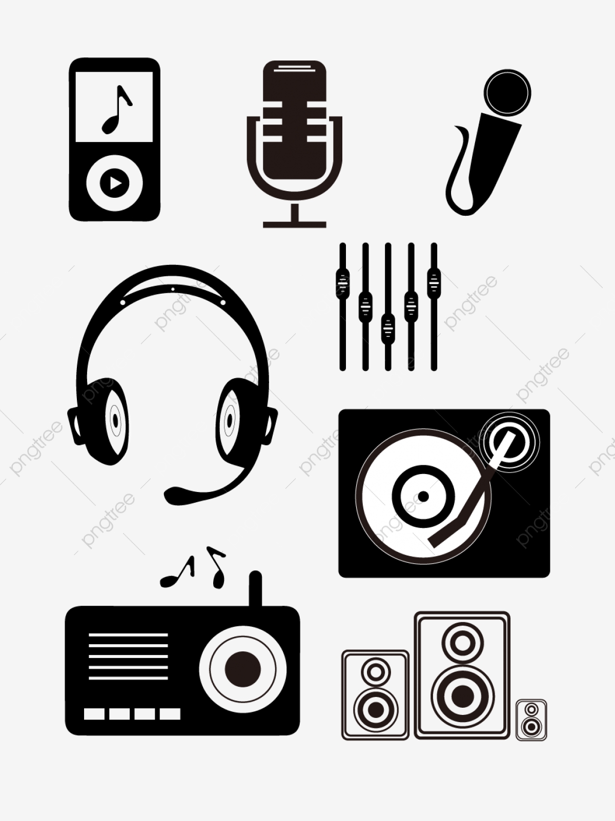 1200x1602 Black And White Music Icon With Commercial Elements, Black Headset
