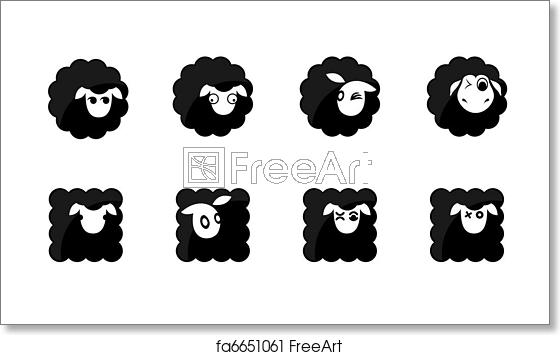 560x355 Free Art Print Of Black Sheep Icons Eight Round And Square Shaped
