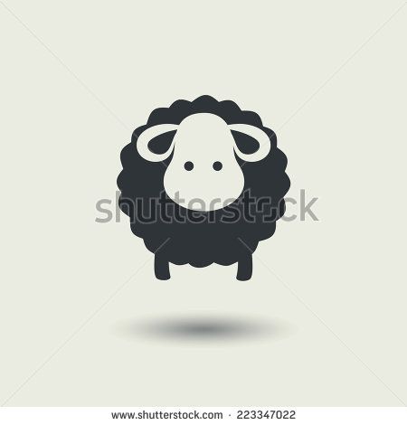 450x470 Sheep Icon Vector Illustration, Black Silhouette