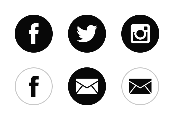 588x406 Black White Social Media Icons