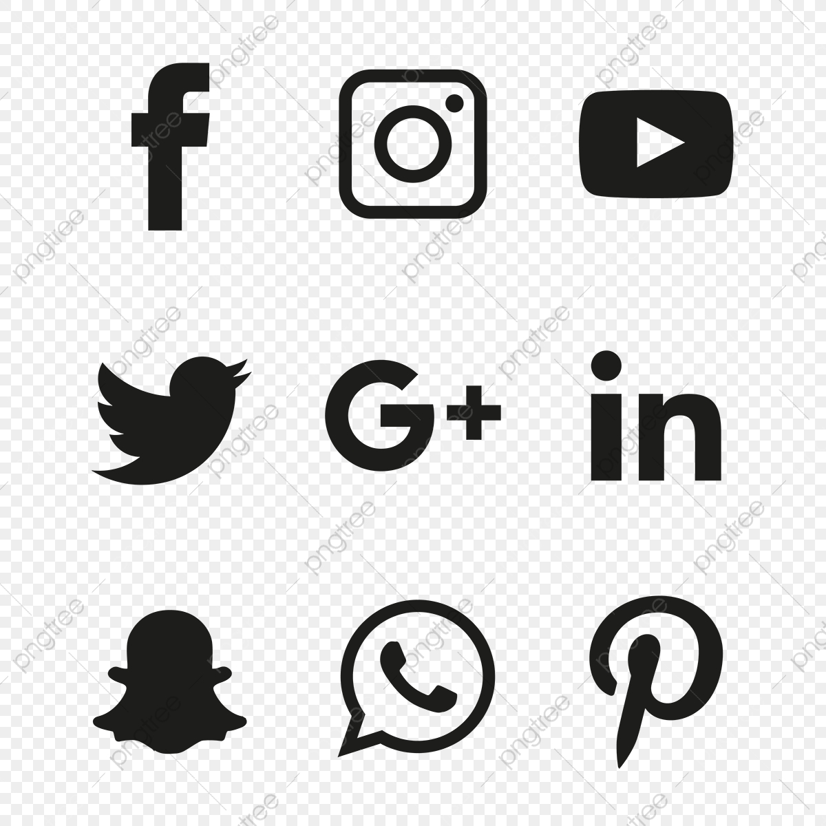 1200x1200 Social Media Black Icons Set, Social, Media, Icon Png And Vector