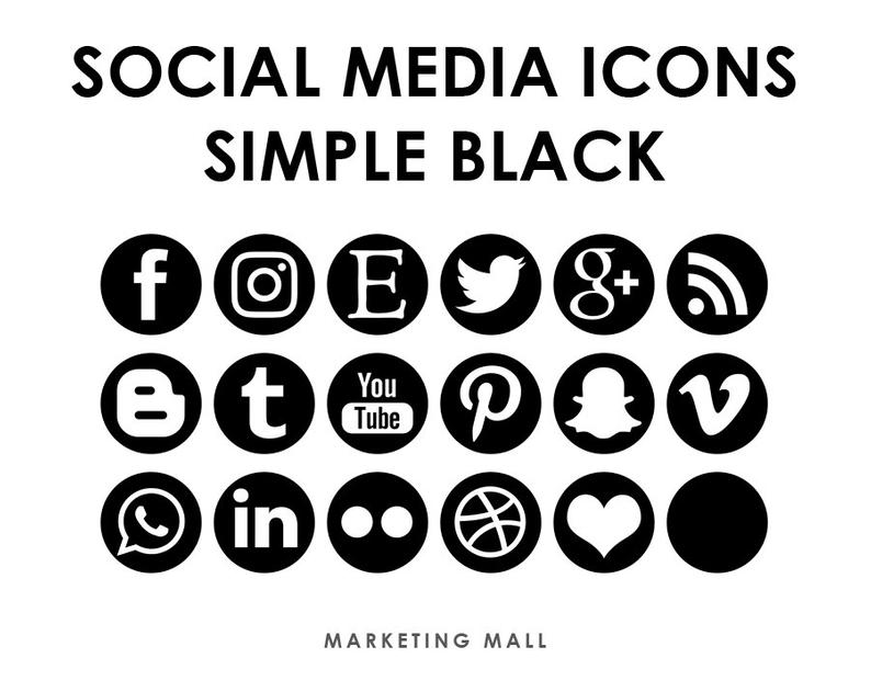 794x631 Social Media Icons Black Social Media Buttons Black Social Etsy