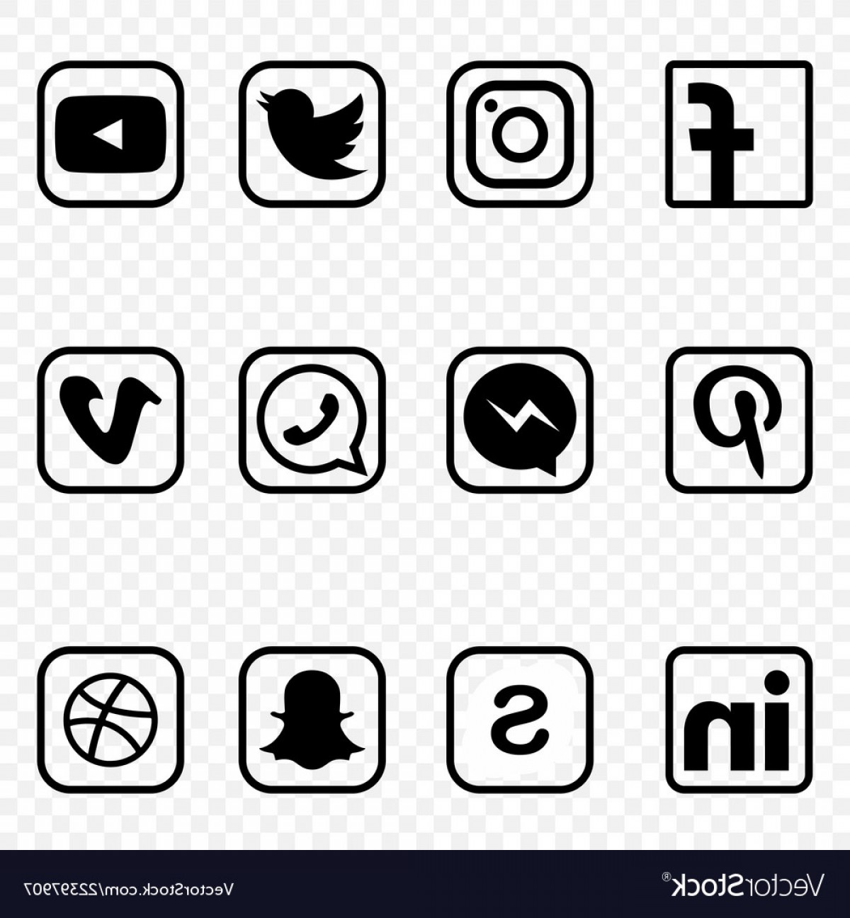 1200x1296 Black And White Social Media Icons On Transparent Vector Handandbeak