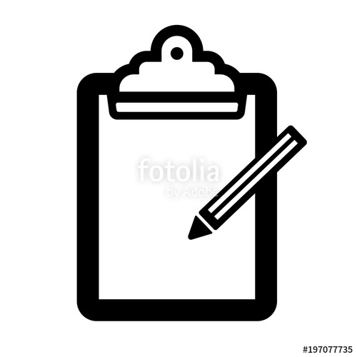 500x500 Simple Clipboard With A Pencil Icon Black And White Isolated