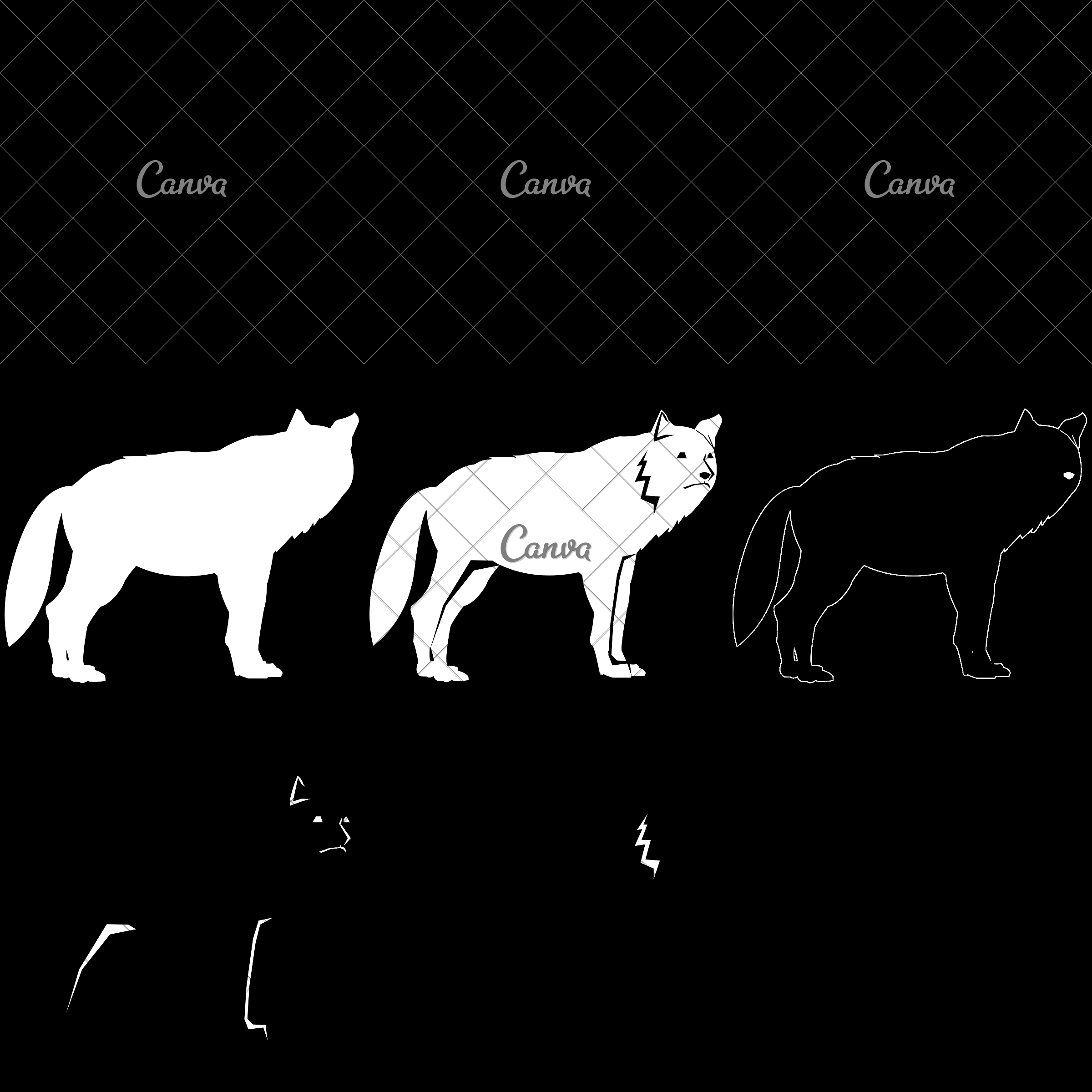 2400x2400 Black Line Wolf Icon