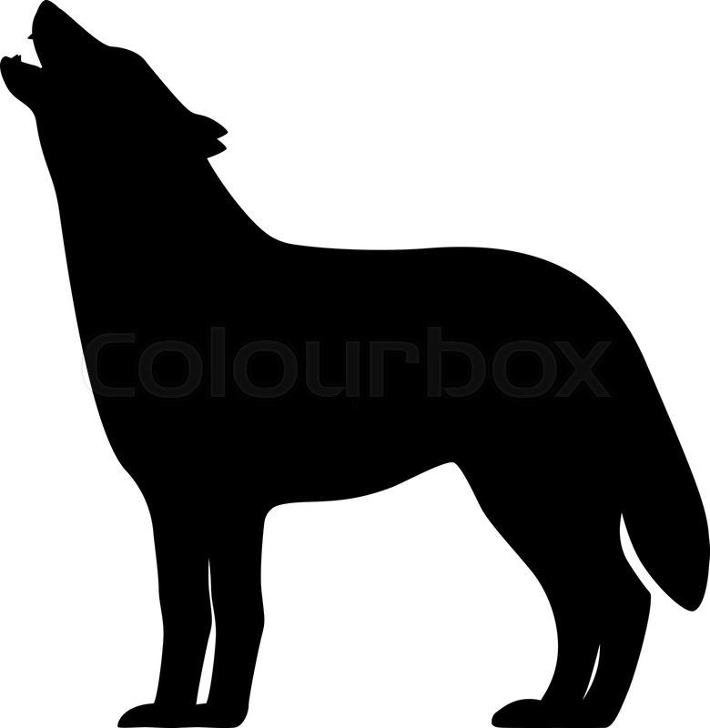780x800 Black Silhouette Of A Howling Wolf Stock Vector Colourbox