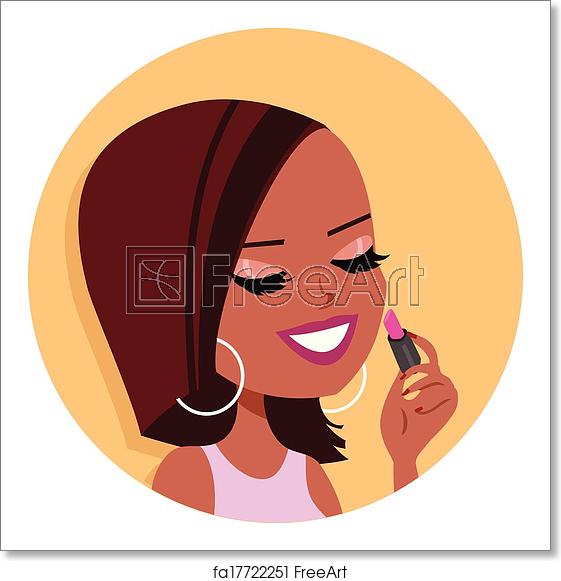 561x581 Free Art Print Of Black Woman Doing Makeup Clipart Beautiful