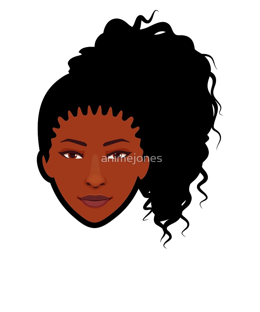 833x1000 Natural Hair African American Woman Icon Curly Pony Tail