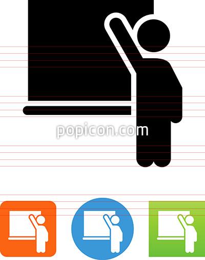 400x509 Teacher At Blackboard Icon