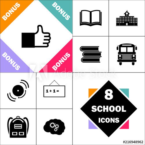 500x500 Thumbs Up Icon And Set Perfect Back To School Pictogram Contains