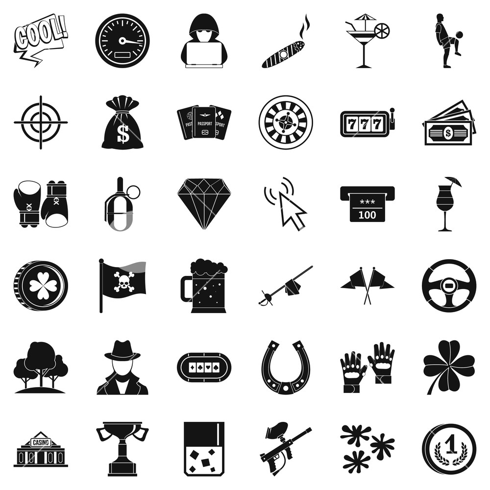 1000x1000 Blackjack Icons Set Simple Style Of Blackjack Vector Icons