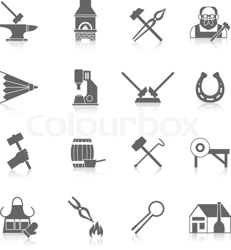 Blacksmith Black Icon Set With Metal Stock Vector Colourbox 740x800 Blacksmith Black Icon Set With Metal Stock Vector Colourbox