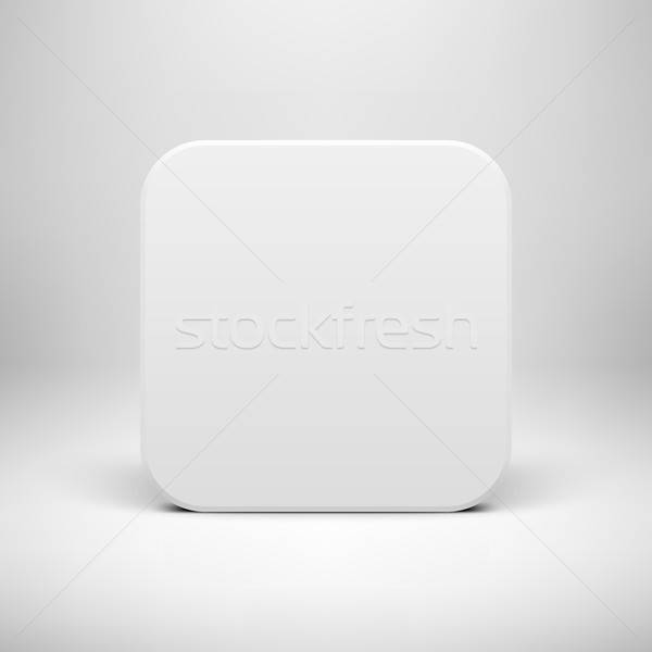 600x600 White Blank App Icon Button Template Vector Illustration Vitaly