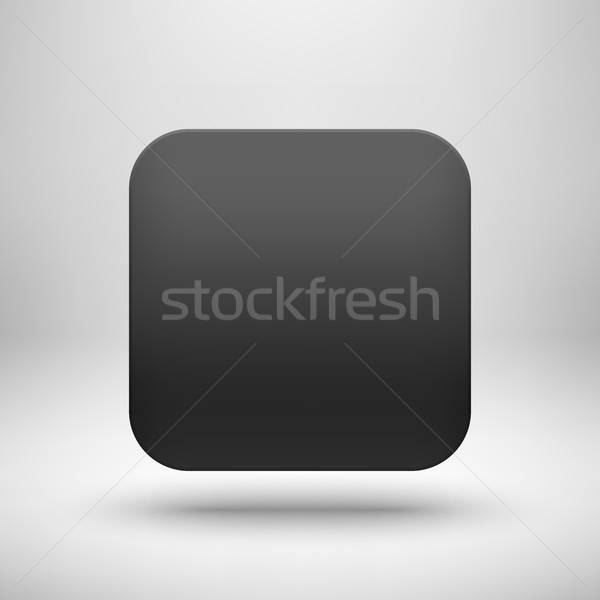 600x600 Black Abstract Blank App Icon Button Template Vector Illustration
