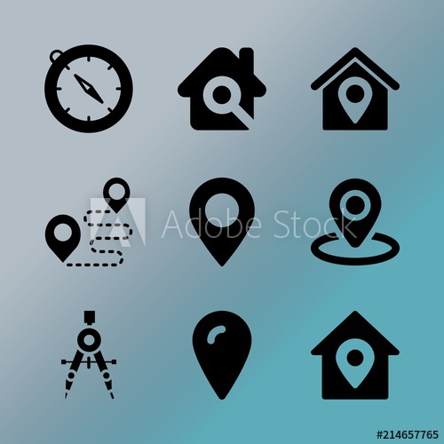 500x500 Vector Icon Set About Location With Icons Related To Pointer