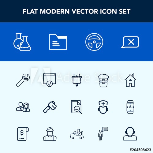 500x500 Modern, Simple Vector Icon Set With Support, Folder, Staff