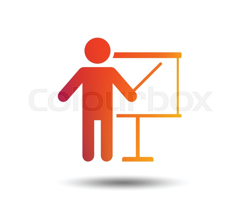 800x647 Presentation Sign Icon Man Standing Stock Vector Colourbox