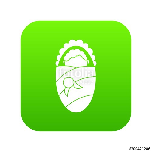 500x500 Newborn Wrapped In Baby Blanket Icon Digital Green Stock Image