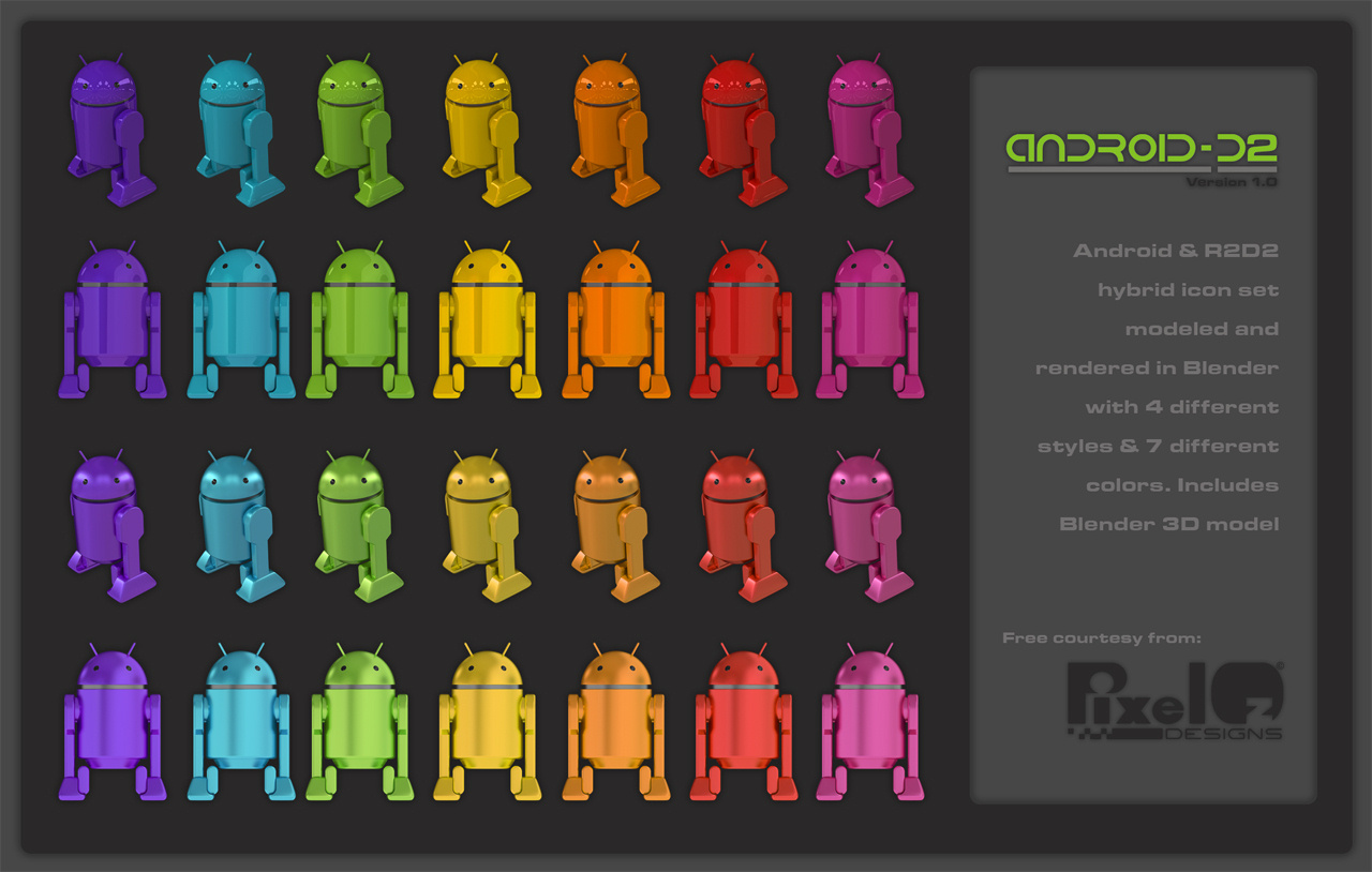 1280x814 Android Icons And Blender Model Set