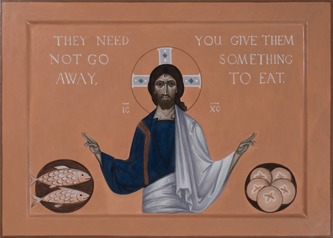 650x465 Icon Jesus Christ Blessing The Bread And Fish Feeding