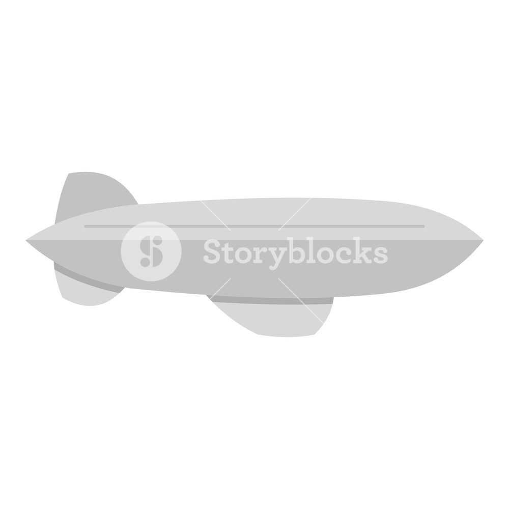 1000x1000 Gray Blimp Aircraft Flying Icon Flat Isolated On White Background