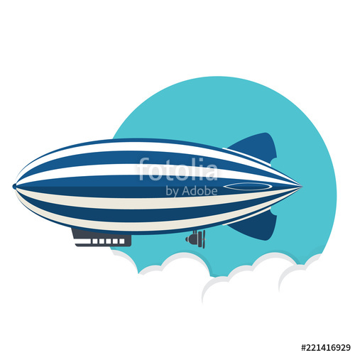 500x500 Blimp, Zeppelin, Airship Icon, Flat Style Stock Image And Royalty
