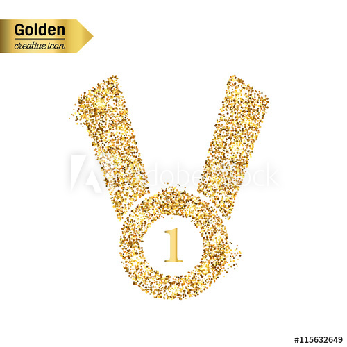500x500 Gold Glitter Vector Icon Of Medal Isolated On Background Art