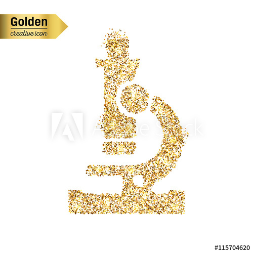 500x500 Gold Glitter Vector Icon Of Microscope Isolated On Background Art