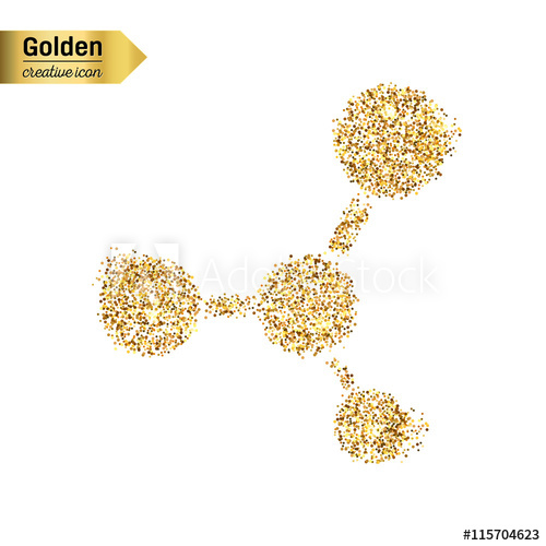 500x500 Gold Glitter Vector Icon Of Moleculas Isolated On Background Art