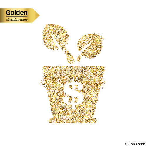 500x500 Gold Glitter Vector Icon Of Money Isolated On Background Art