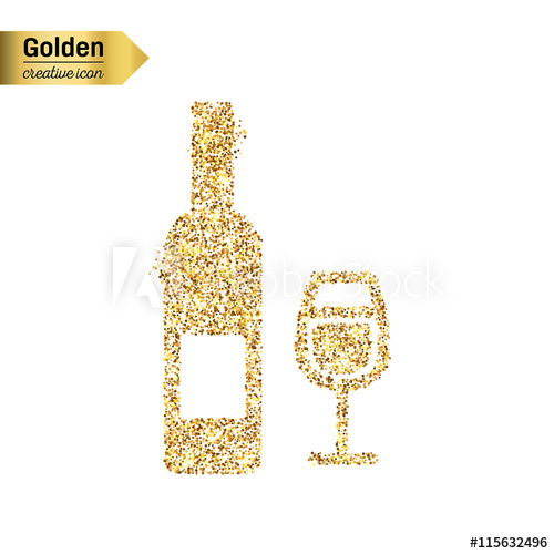 500x500 Gold Glitter Vector Icon Of Wine Bottle Isolated On Background