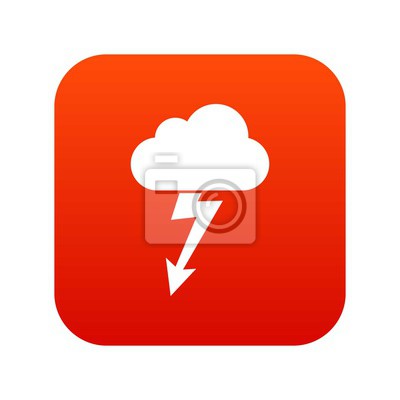 400x400 Wolke Mit Blitz Icon Digital Rot Leinwandbilder Bilder Zyklon