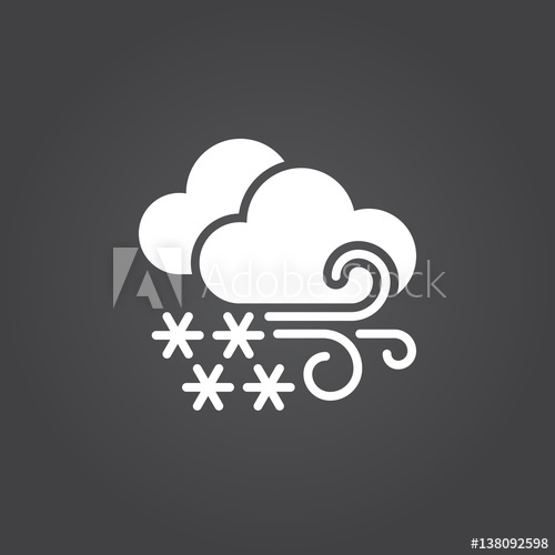 500x500 Blizzard Icon Vector, Solid Logo, White Pictogram Isolated