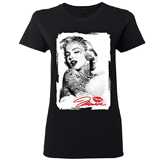522x522 Marilyn Monroe Tattoo Women's T Shirt American Blonde Icon Tee