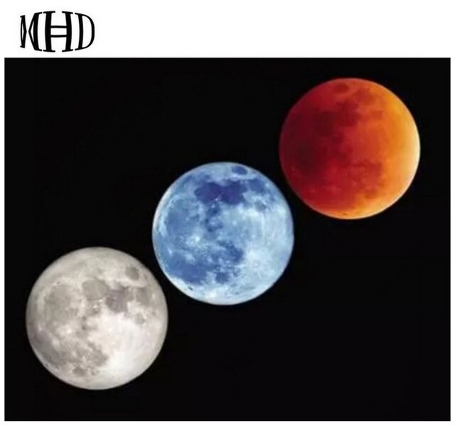640x631 Full Round Diy Diamond Painting Super Moon Blue Moon